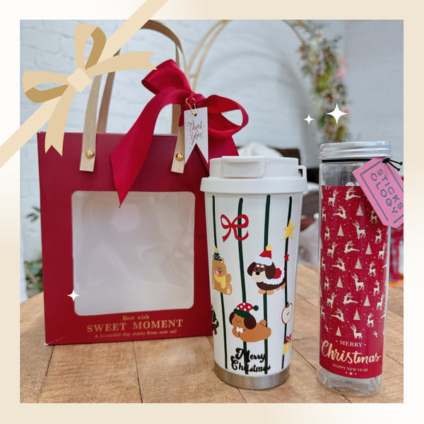 ［香港限定］聖誕暖心水杯套裝（聖誕小狗）